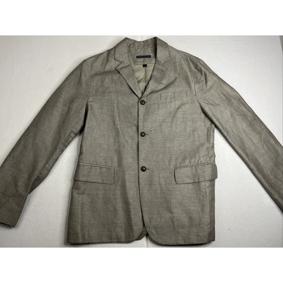 John Varvatos Blazer Mens EU 52 / US 42 Gray Plaid Linen Cotton Italy